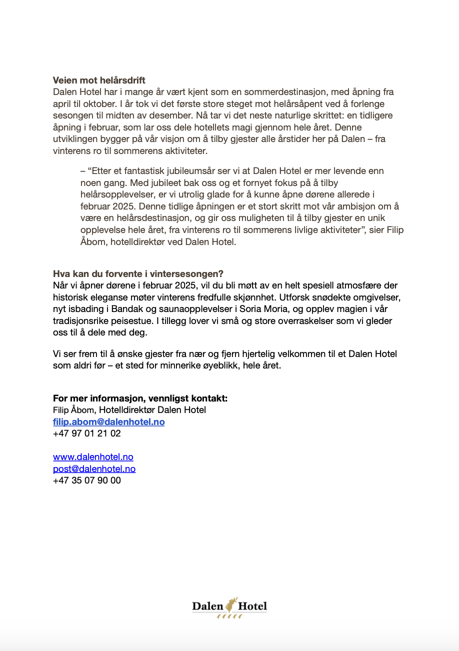 Sesongåpning 15 februar 2025