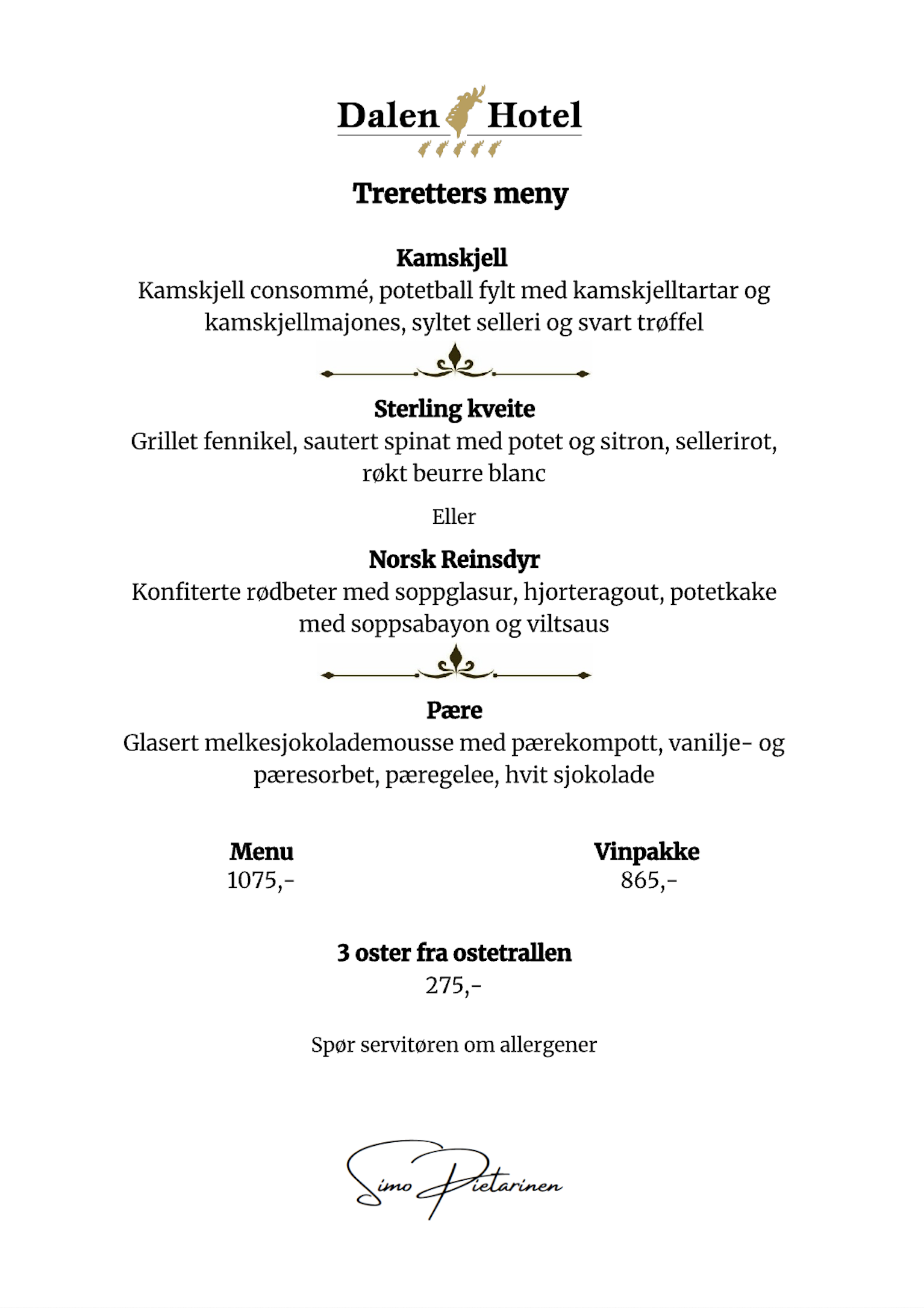 Treretters meny norsk