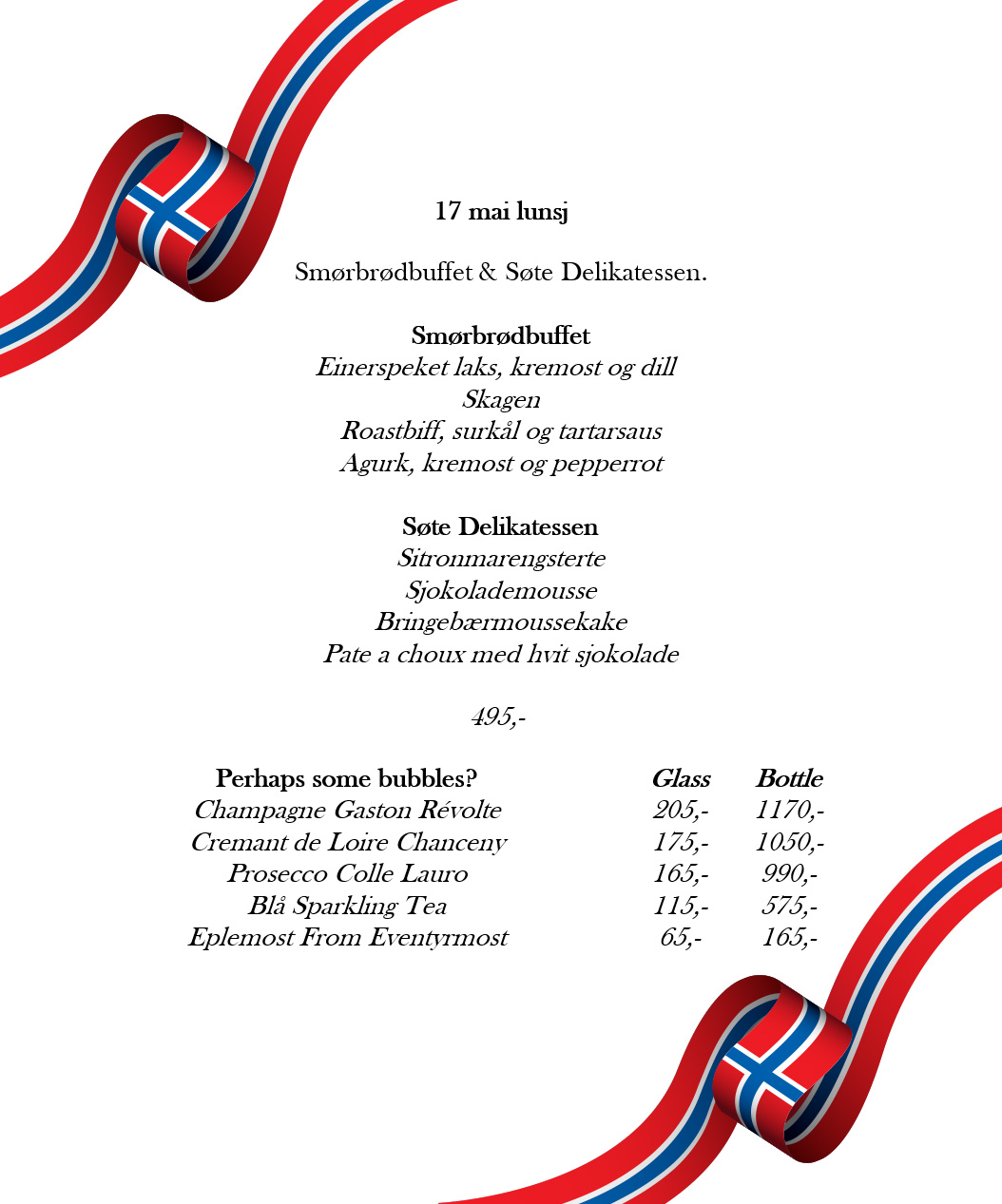 17.Mai Lunsj meny