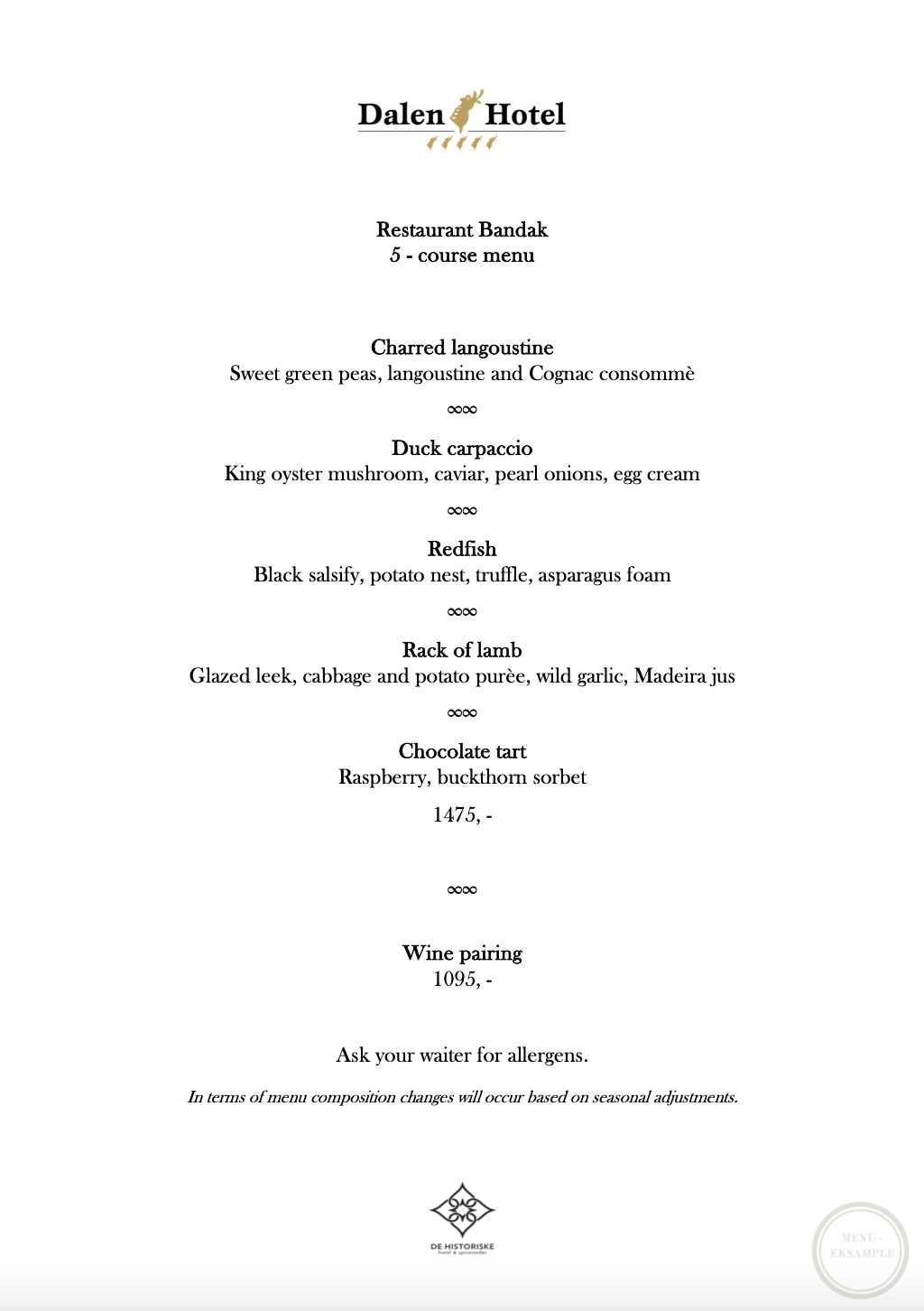 5-course menu