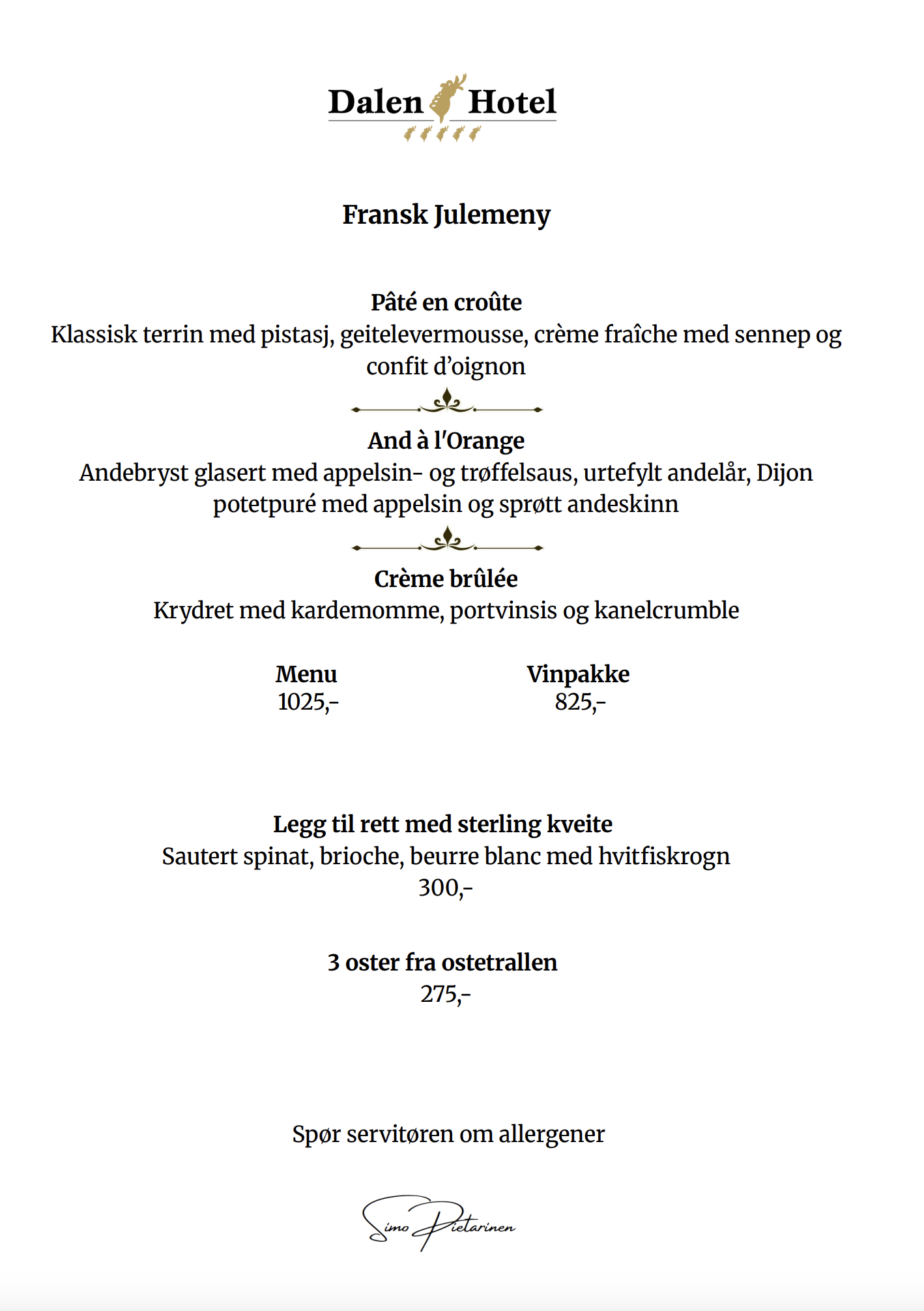 Fransk julemeny 2025